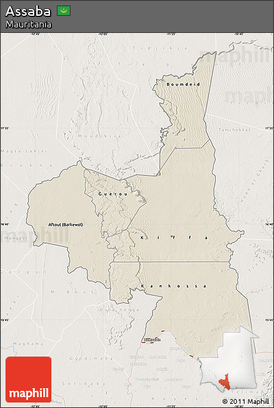 Shaded Relief Map of Assaba, lighten