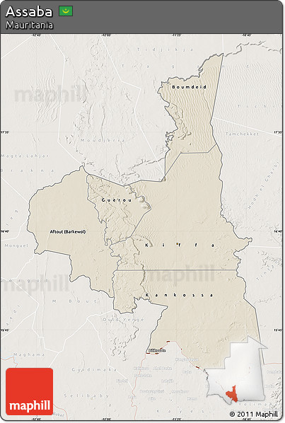 Shaded Relief Map of Assaba, lighten