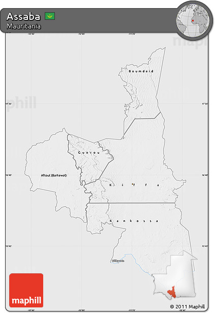 Silver Style Map of Assaba, single color outside