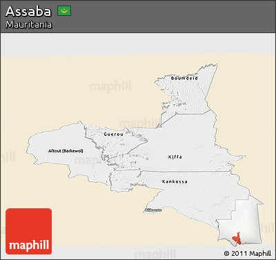 Classic Style Panoramic Map of Assaba, single color outside
