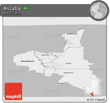 Gray Panoramic Map of Assaba, single color outside