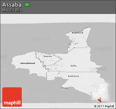 Gray Panoramic Map of Assaba, single color outside