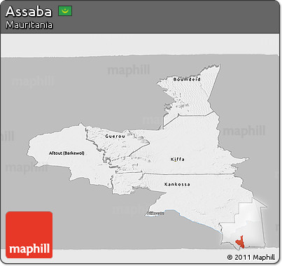Gray Panoramic Map of Assaba, single color outside