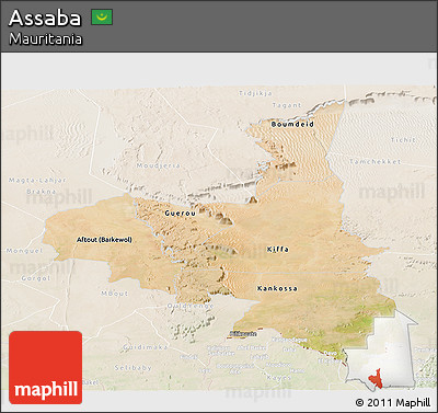Satellite Panoramic Map of Assaba, lighten