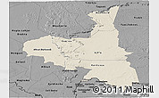 Shaded Relief Panoramic Map of Assaba, darken, desaturated