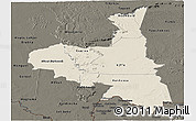 Shaded Relief Panoramic Map of Assaba, darken