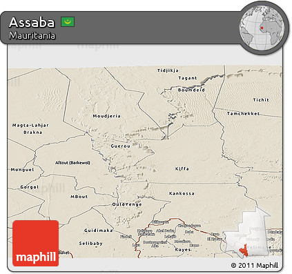 Shaded Relief Panoramic Map of Assaba