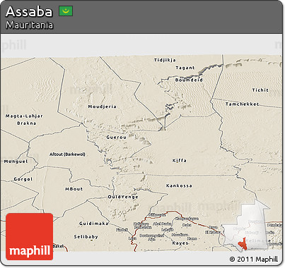 Shaded Relief Panoramic Map of Assaba