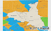 Shaded Relief Panoramic Map of Assaba, political outside