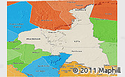 Shaded Relief Panoramic Map of Assaba, political shades outside