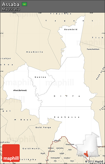 Classic Style Simple Map of Assaba