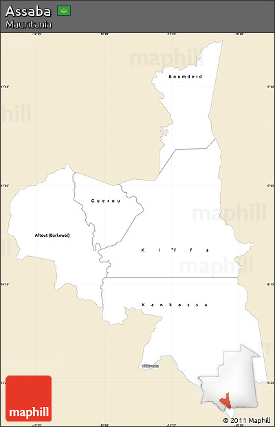 Classic Style Simple Map of Assaba, single color outside