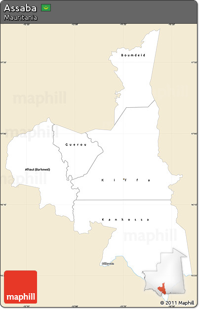Classic Style Simple Map of Assaba, single color outside