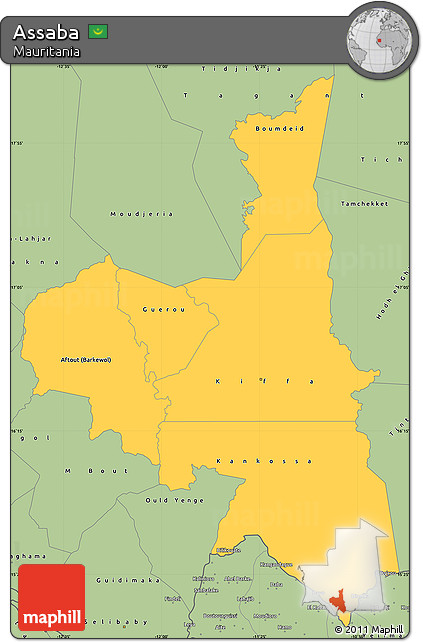 Savanna Style Simple Map of Assaba