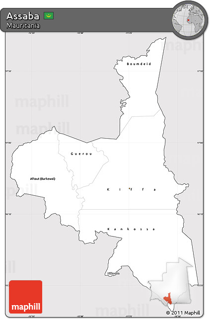 Silver Style Simple Map of Assaba, cropped outside