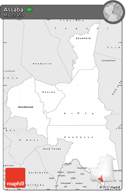 Silver Style Simple Map of Assaba