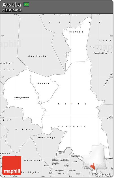 Silver Style Simple Map of Assaba