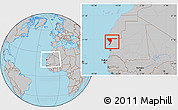 Gray Location Map of Dakhlet Nouadhibou, within the entire country