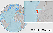 Gray Location Map of Dakhlet Nouadhibou, hill shading