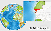 Physical Location Map of Dakhlet Nouadhibou, highlighted country