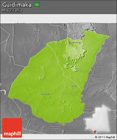Physical 3D Map of Guidimaka, desaturated