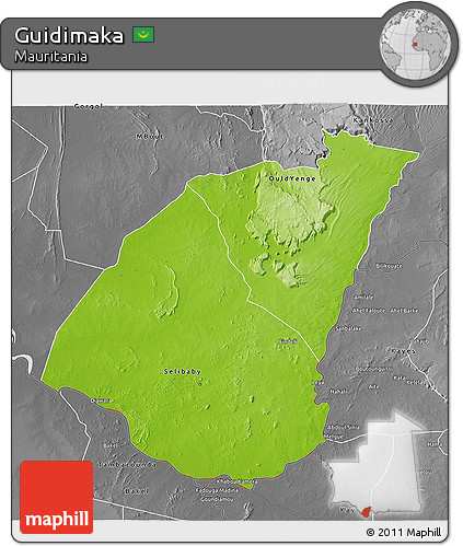 Physical 3D Map of Guidimaka, desaturated