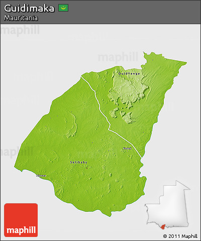 Physical 3D Map of Guidimaka, single color outside