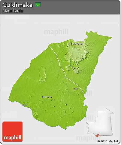 Physical 3D Map of Guidimaka, single color outside
