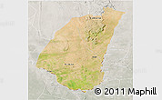 Satellite 3D Map of Guidimaka, lighten, semi-desaturated