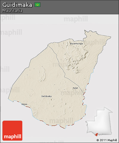 Shaded Relief 3D Map of Guidimaka, cropped outside