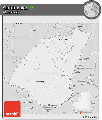 Silver Style 3D Map of Guidimaka