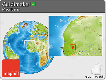 Physical Location Map of Guidimaka, within the entire country