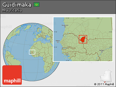 Savanna Style Location Map of Guidimaka