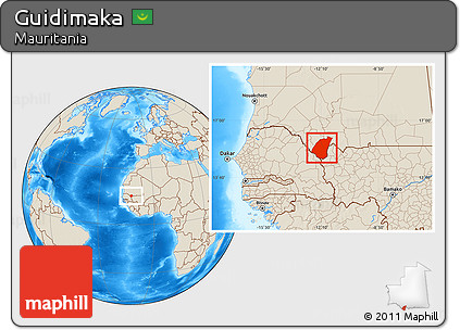 Shaded Relief Location Map of Guidimaka