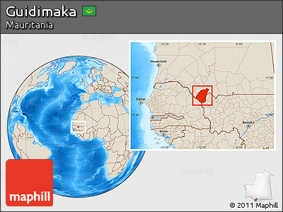 Shaded Relief Location Map of Guidimaka