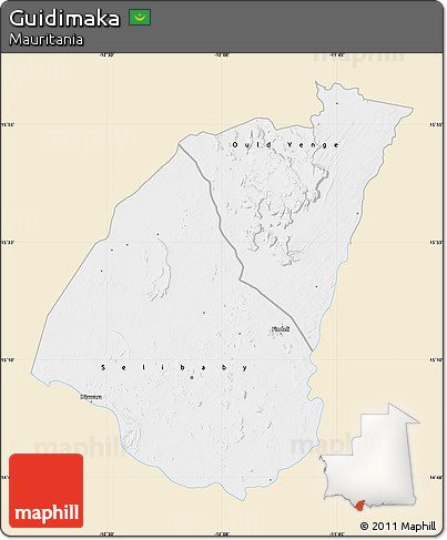 Classic Style Map of Guidimaka, single color outside