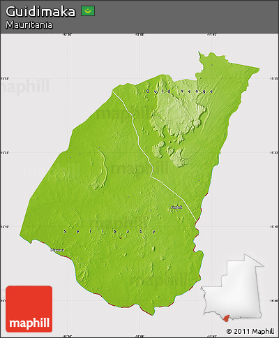 Physical Map of Guidimaka, cropped outside
