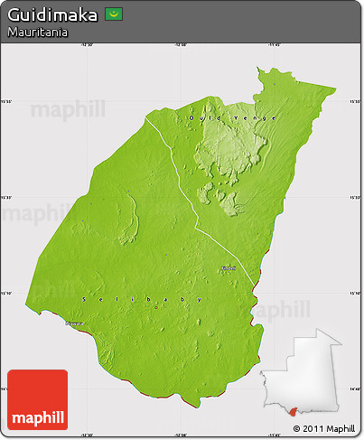 Physical Map of Guidimaka, cropped outside