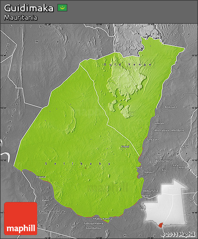 Physical Map of Guidimaka, desaturated