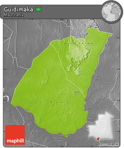 Physical Map of Guidimaka, desaturated