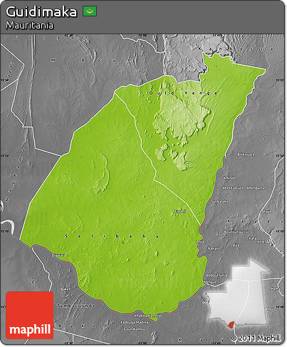 Physical Map of Guidimaka, desaturated