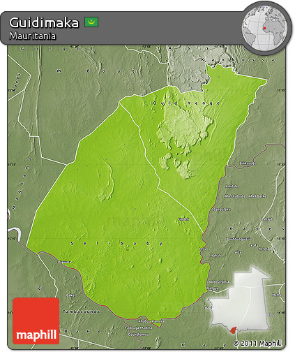 Physical Map of Guidimaka, semi-desaturated