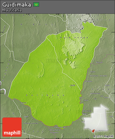 Physical Map of Guidimaka, semi-desaturated