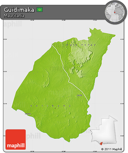 Physical Map of Guidimaka, single color outside