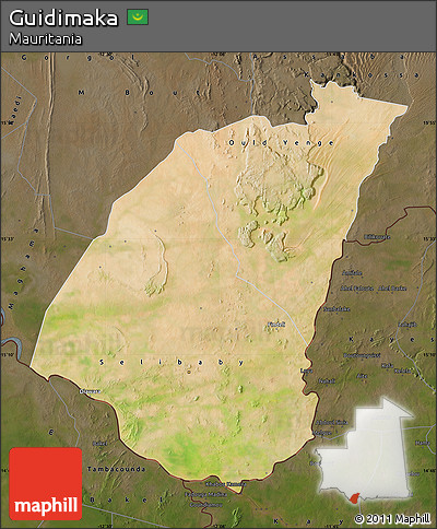 Satellite Map of Guidimaka, darken