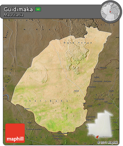 Satellite Map of Guidimaka, darken
