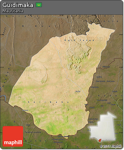 Satellite Map of Guidimaka, darken