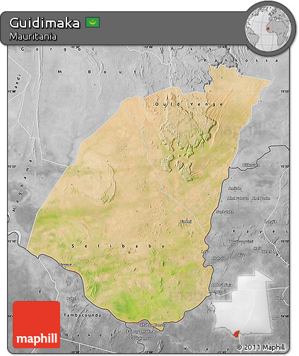 Satellite Map of Guidimaka, desaturated