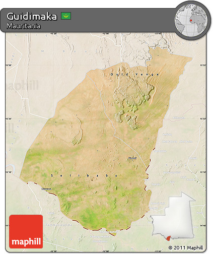 Satellite Map of Guidimaka, lighten