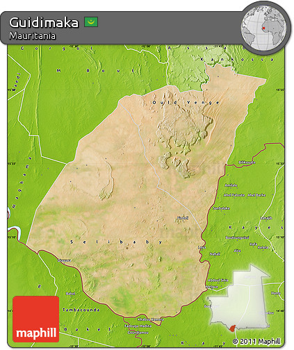Satellite Map of Guidimaka, physical outside